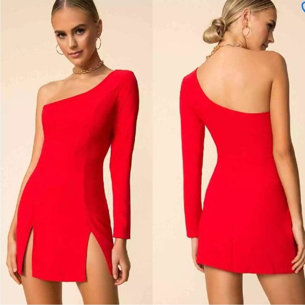 NWT Superdown • rosalie double slit dress red sz XS